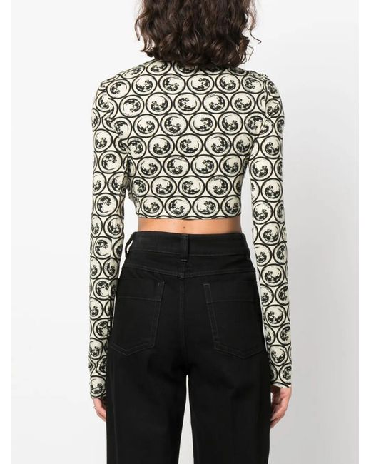Off-White c/o Virgil Abloh Black Moon-Print Cropped Top