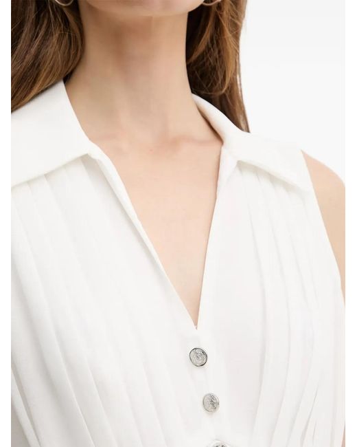 Morgan White Blouse Boutonnée À Design Plissé Opli