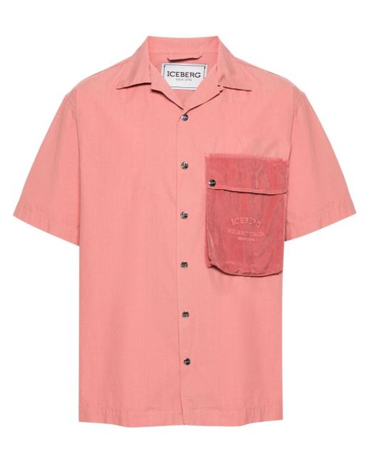 Camisa con logo bordado Iceberg de hombre de color Pink