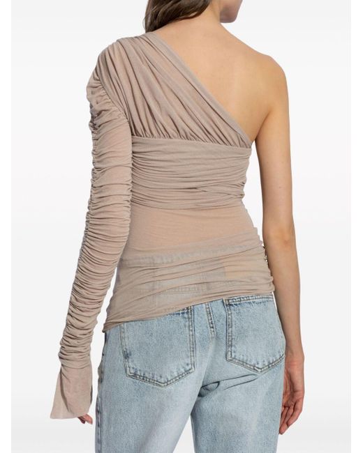 The Mannei Natural Mesh Draped Top
