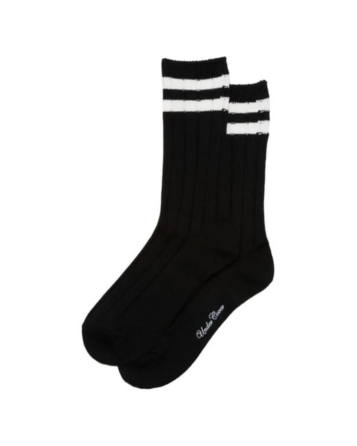 Undercover Black Striped Ribbed Socks