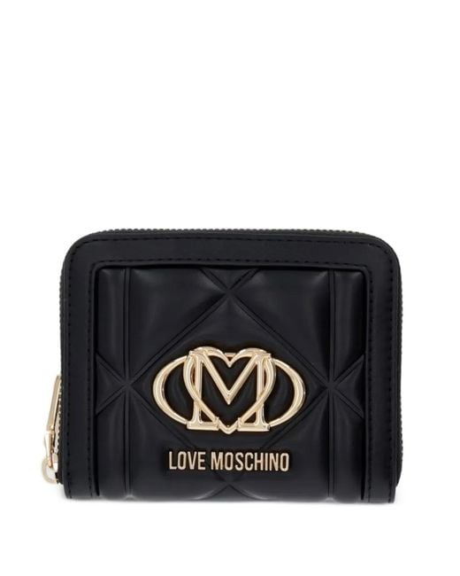 Love Moschino Black Quilted Logo-Plaque Wallet