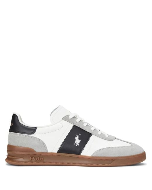 Polo Ralph Lauren White Heritage Aera Suede Sneakers for men