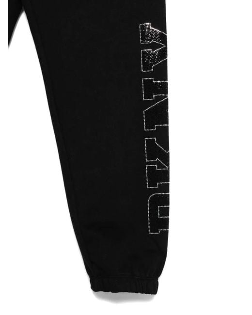 DKNY Black Rhinestone-Embellished Track Pants