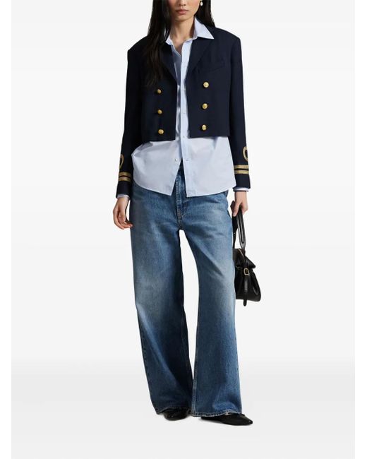 Polo Ralph Lauren Blue Cropped Rope-detail Jacket