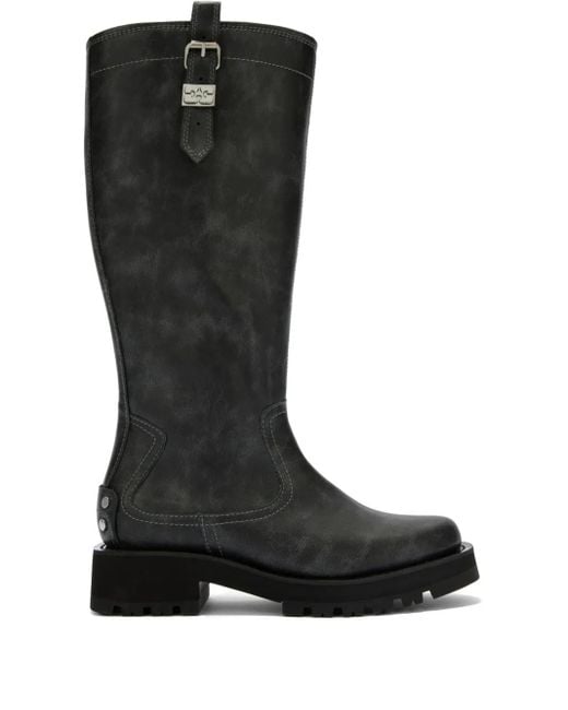 Ganni Black Studs Knee-High Boots