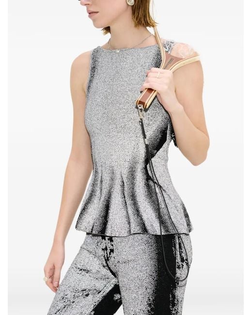Ph5 Black Reflective Peplum Tank Top