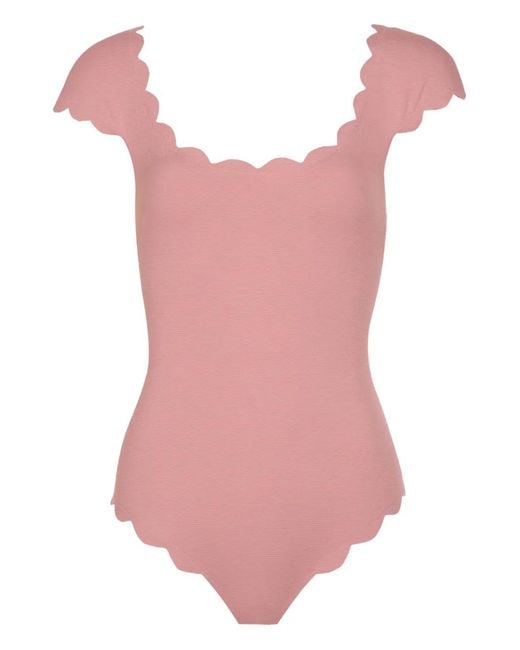 Marysia Swim Pink Scalloped Short-Sleeve Swimsuit
