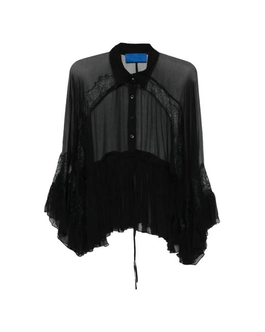Mes Demoiselles Black Deccala Lace Ruffled Shirt