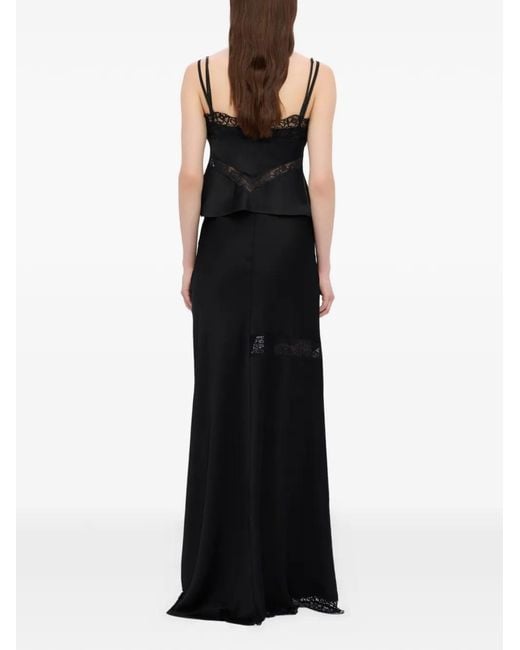 MSGM Black Lace Panel Maxi Skirt