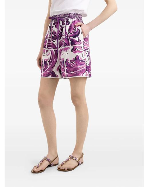 Dolce & Gabbana Purple Patterned Shorts