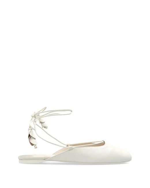 Kate Spade White Eloise Lace-Up Mules