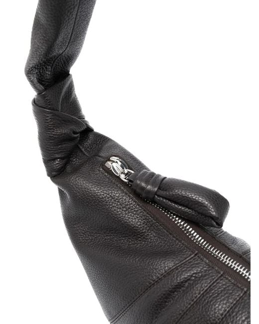 Lemaire Black Croissant Small Leather Shoulder Bag - Unisex - Grained Leather/cotton
