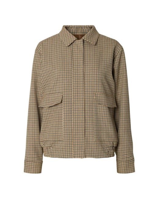 SELECTED Natural Check-Pattern Bomber Jacket