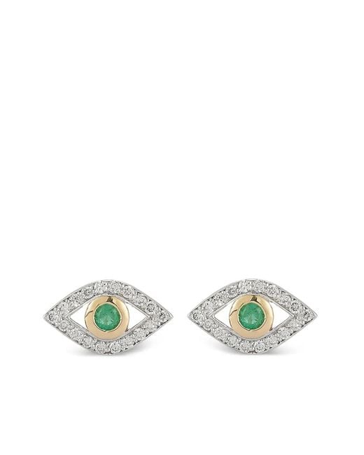 Mateo Metallic 14Kt Emerald Evil Eye Diamond Earrings