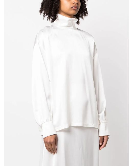 Fabiana Filippi ハイネック サテンブラウス White