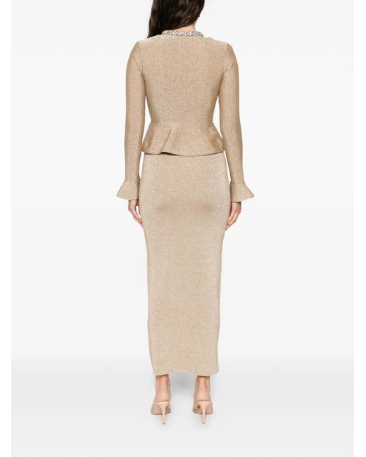 Self-Portrait Natural Embellished Midi Dress