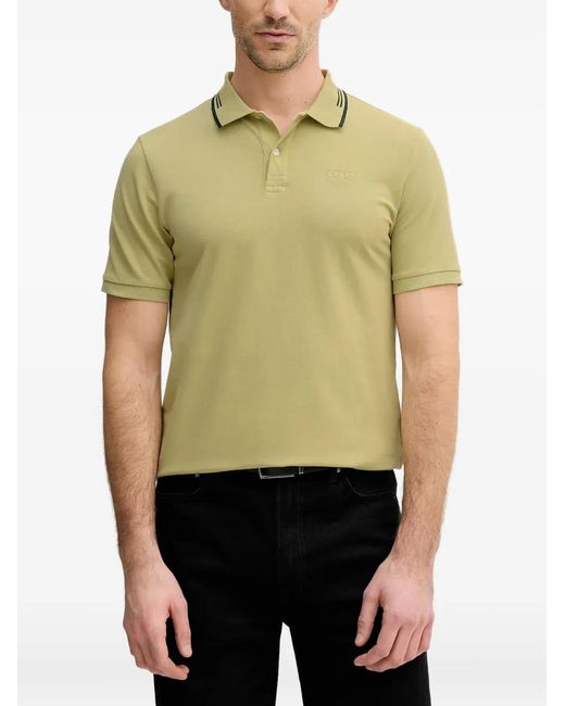 Guess Green Striped Collar Polo Shirt for men