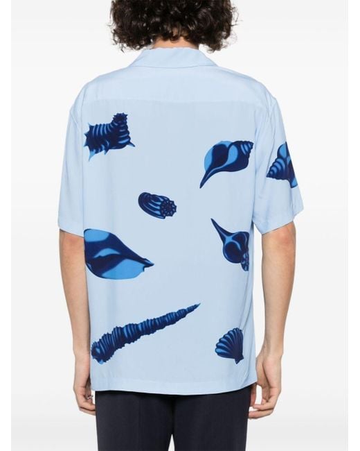 Camicia con stampa grafica di Sandro in Blue da Uomo