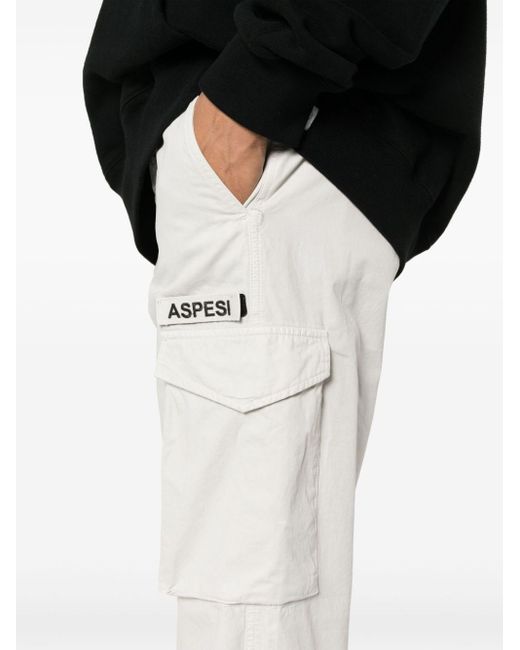 Aspesi White Logo-appliqué Cargo Pants for men