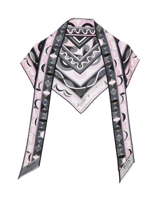 Emilio Pucci Printed Silk Scarf White