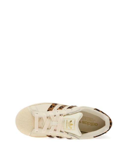Adidas Natural Leopard-Print Superstar Trainers