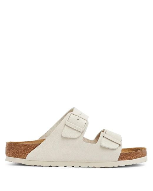 Birkenstock White Arizona Suede Sandals