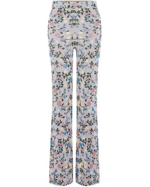 Pantalones con motivo floral en jacquard Rabanne de color Gray