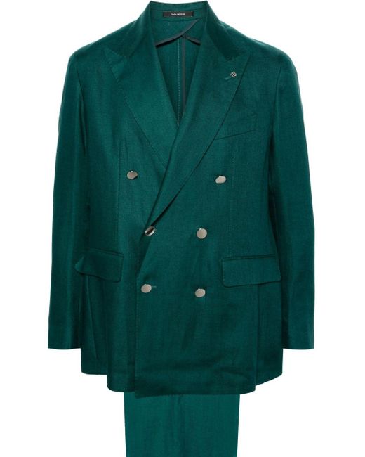 Tagliatore Doppelreihiger Anzug aus Leinen in Green für Herren