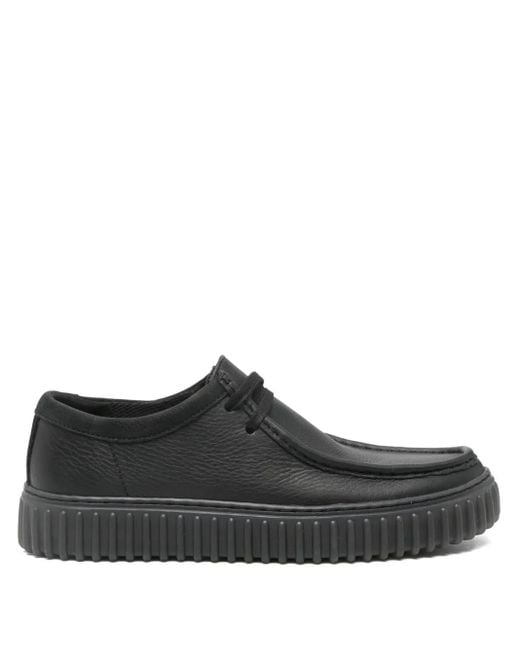 Clarks Black Torhill Leather Derby Shoes for men