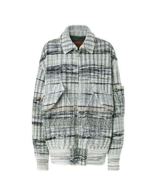 Missoni White Oversized Wool-Blend Check Bomber Jacket