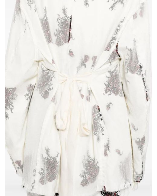 Midorikawa White Raw Edge Blazer