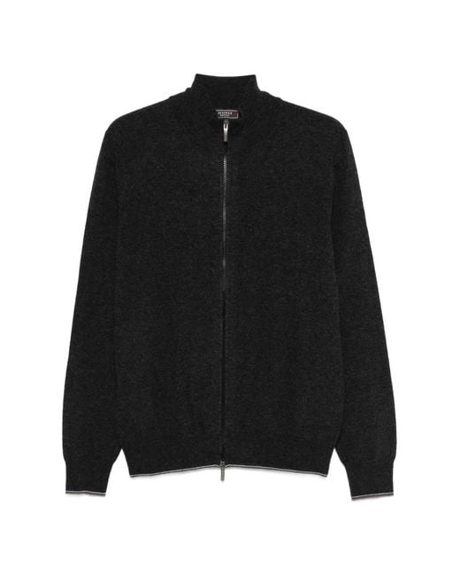 Peserico Black Zip-Up Cardigan for men