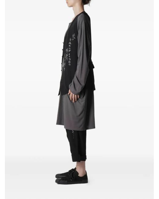 Yohji Yamamoto Black Button-Up Text Gilet for men