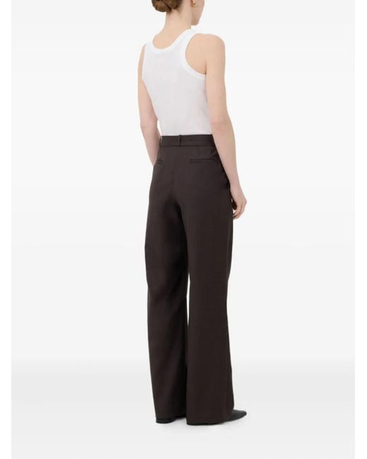Loulou de Saison Brown Pleated Straight-Leg Trousers