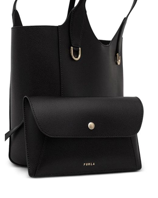 Furla Black Small Lea Leather Tote Bag