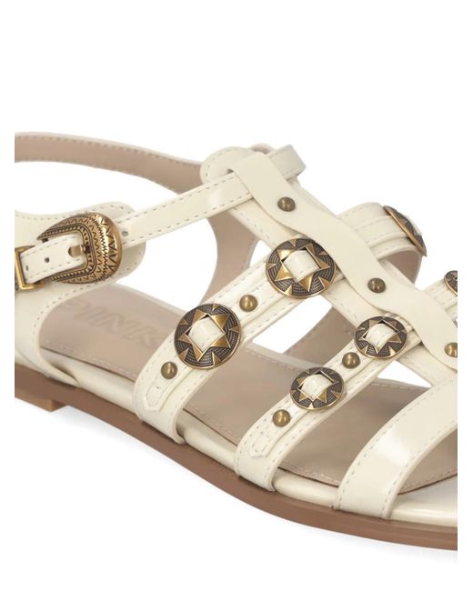 Pinko Natural Buckled Multi-Strap Sandals