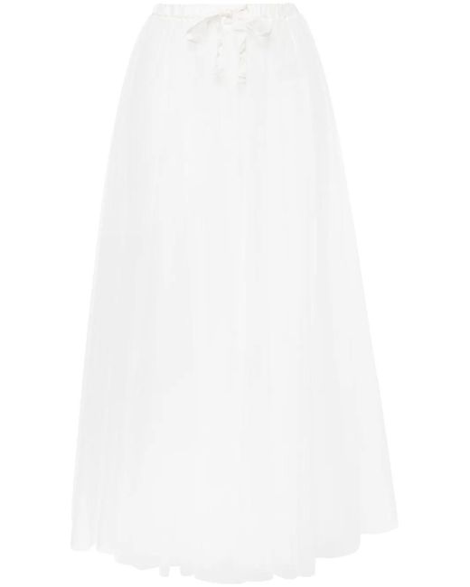 Forte_forte White Chic Tulle Skirt With Jersey Coulotte