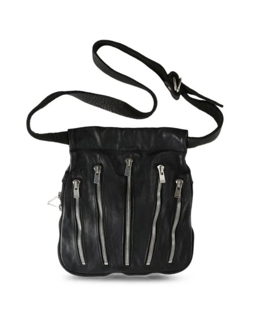 Guidi Black Multi-Zip Leather Belt Bag