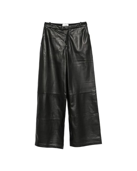 Arma Black Wide-Leg Leather Trousers