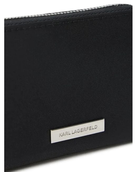Karl Lagerfeld Black Logo-Plaque Zip Wallet