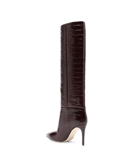 Paris Texas Brown Croc-Effect Knee-High Boots