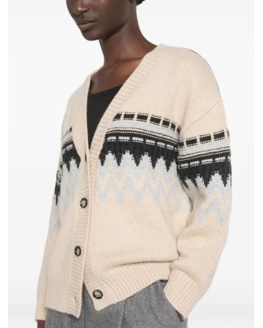 Allude Natural V-Neck Cashmere Cardigan