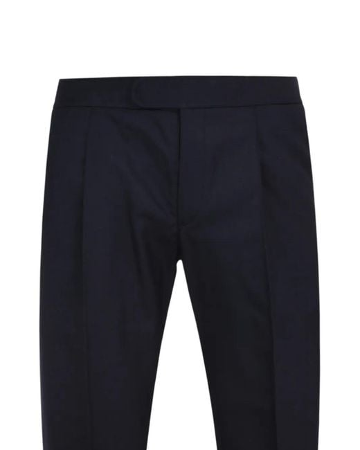 Brioni Blue Melbourne Pleated Wool Trousers for men