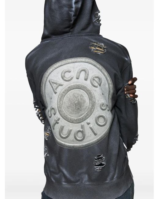 Sudadera con capucha y logo Acne de color Gray
