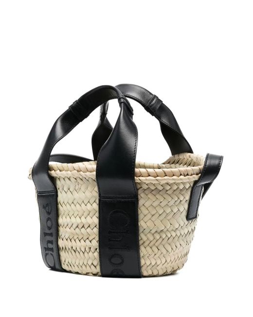 Chloé Black Small Sense Raffia Handbag