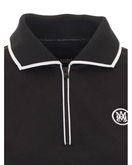 Amiri Black Ma Embroidered-Logo Polo Shirt