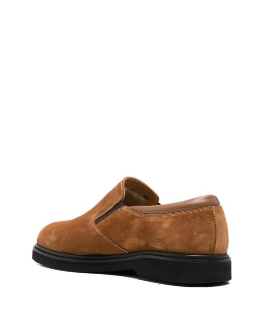 JOHN HARRISON Brown Shearling-Lined Suede Loafers for men