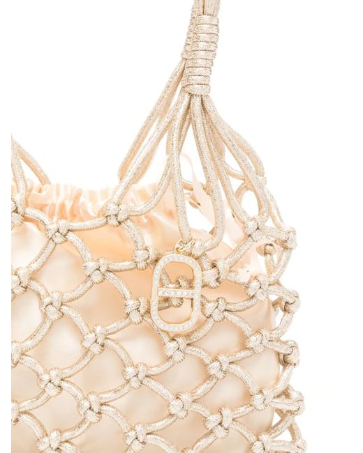Twinset Natural Mini Lurex Tote Bag