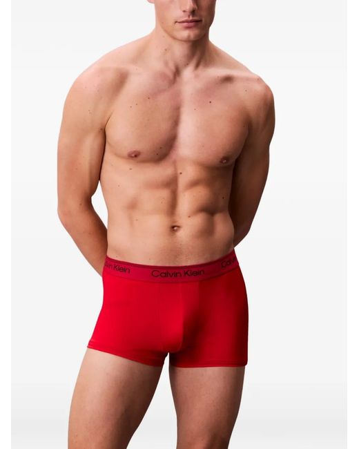 Calvin Klein Red Logo-Waistband Boxers (Pack Of Three) for men